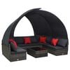 vidaXL 9 Piece Garden Lounge Set with Canopy Poly Rattan Anthracite