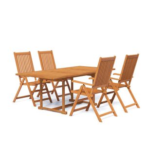 vidaXL 5 Piece Garden Dining Set Solid Wood Acacia 150-200 cm