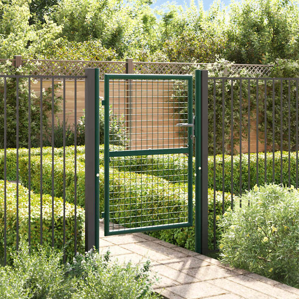 vidaXL Fence Gate Steel 100x125 cm Green