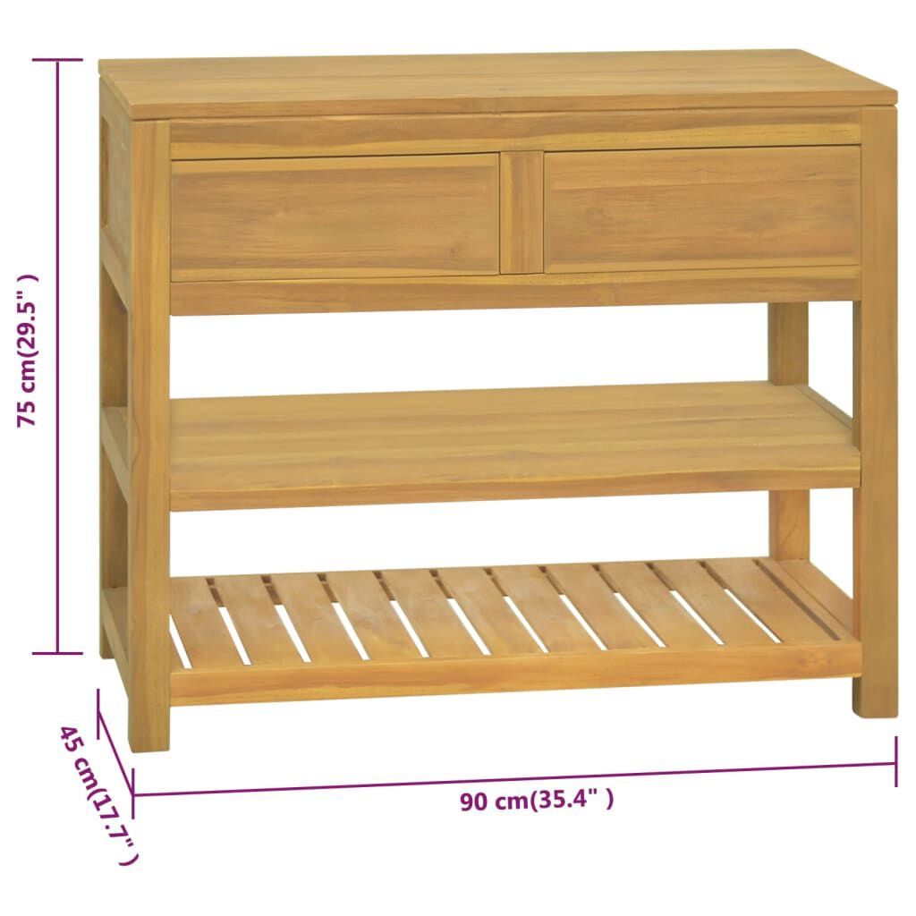 vidaXL Bathroom Cabinet 90x45x75 cm Solid Wood Teak