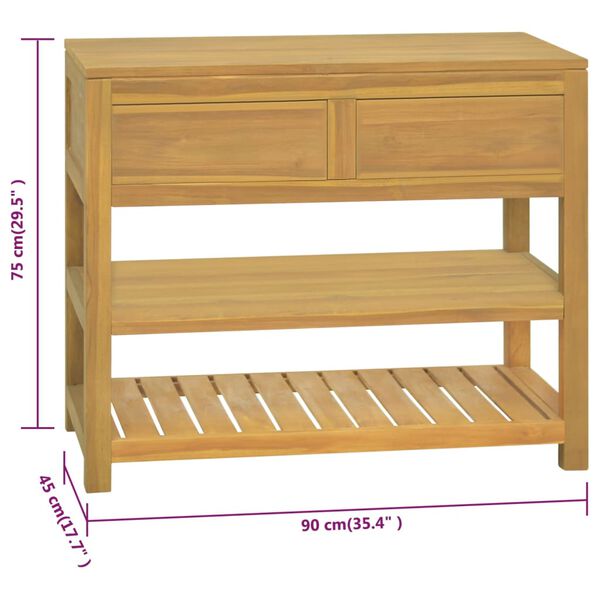 vidaXL Bathroom Cabinet 90x45x75 cm Solid Wood Teak