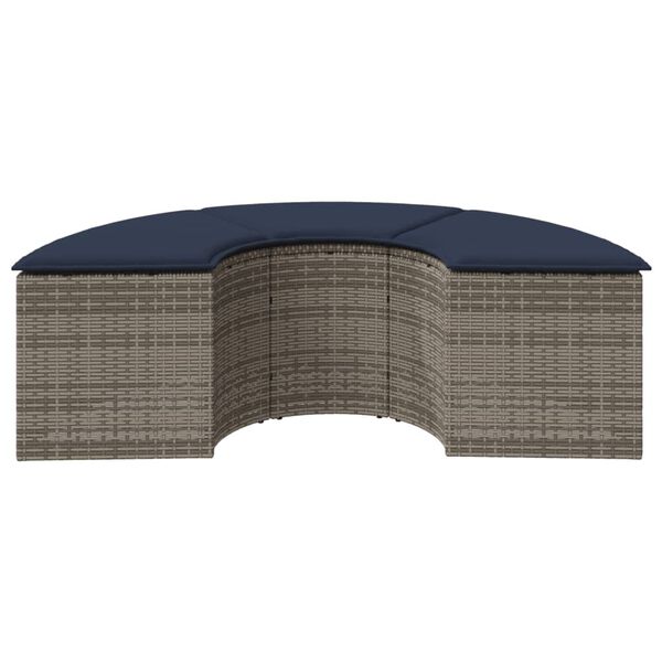 vidaXL Garden Footstool with Cushion Grey Poly Rattan