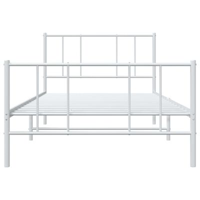 vidaXL Metal Bed Frame without Mattress with Footboard White 100x190 cm