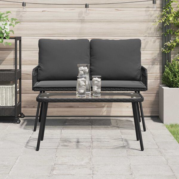 vidaXL Coffee Table Black 90x45x42 cm Poly Rattan