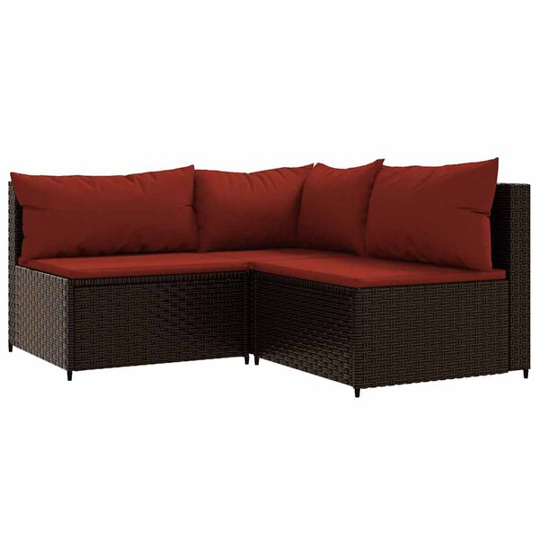 vidaXL 4 Piece Garden Lounge Set with Cushions Brown Poly Rattan