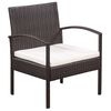 vidaXL 5 Piece Garden Lounge Set with Cushions Poly Rattan Brown