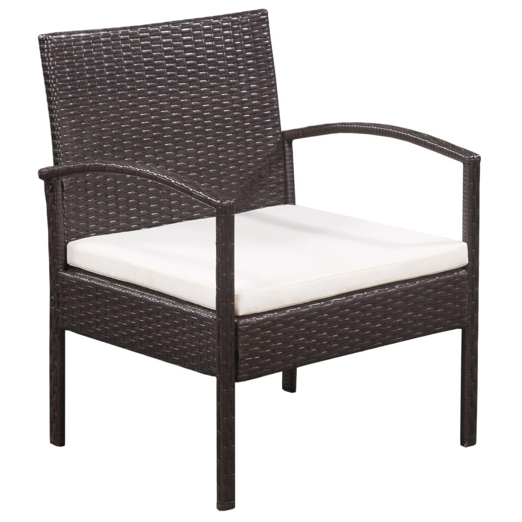 vidaXL 5 Piece Garden Lounge Set with Cushions Poly Rattan Brown