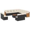 vidaXL 14 Piece Garden Sofa Set with Cushions Black Poly Rattan