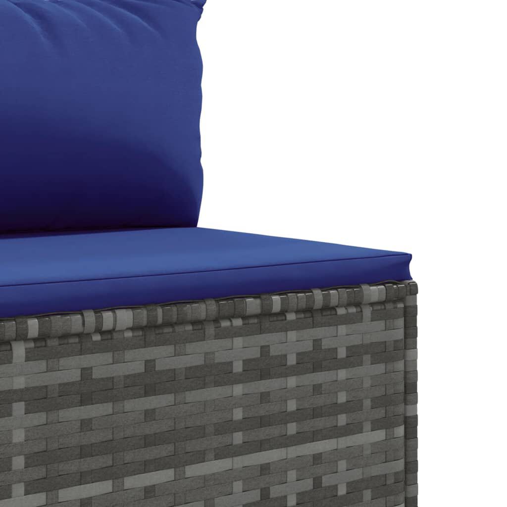 vidaXL 11 Piece Garden Sofa Set with Cushions Grey Poly Rattan