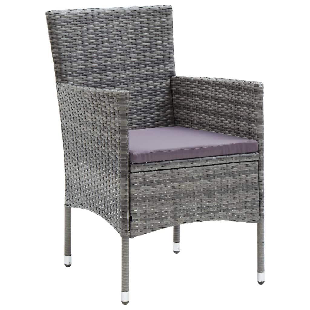 vidaXL Garden Dining Chairs 4 pcs Poly Rattan Grey