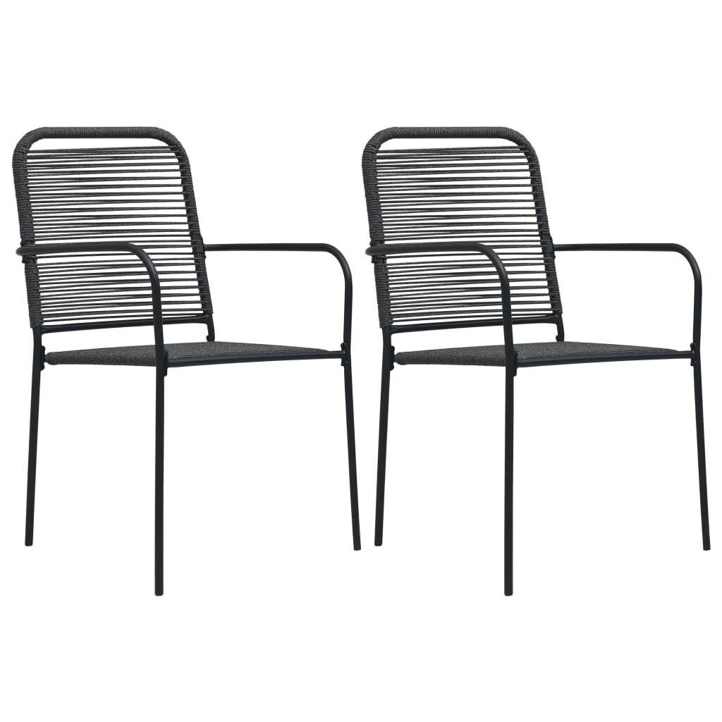 vidaXL 3 Piece Garden Dining Set Cotton Rope and Steel Black
