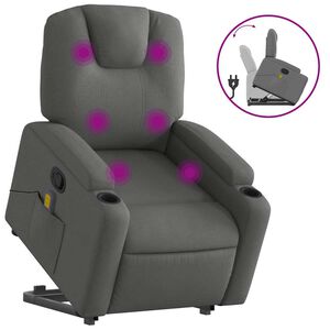 vidaXL Stand up Massage Recliner Chair Dark Grey Fabric