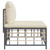 vidaXL Garden Middle Sofa with Beige Cushions Poly Rattan
