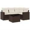 vidaXL 5 Piece Garden Sofa Set with Cushions Brown Poly Rattan