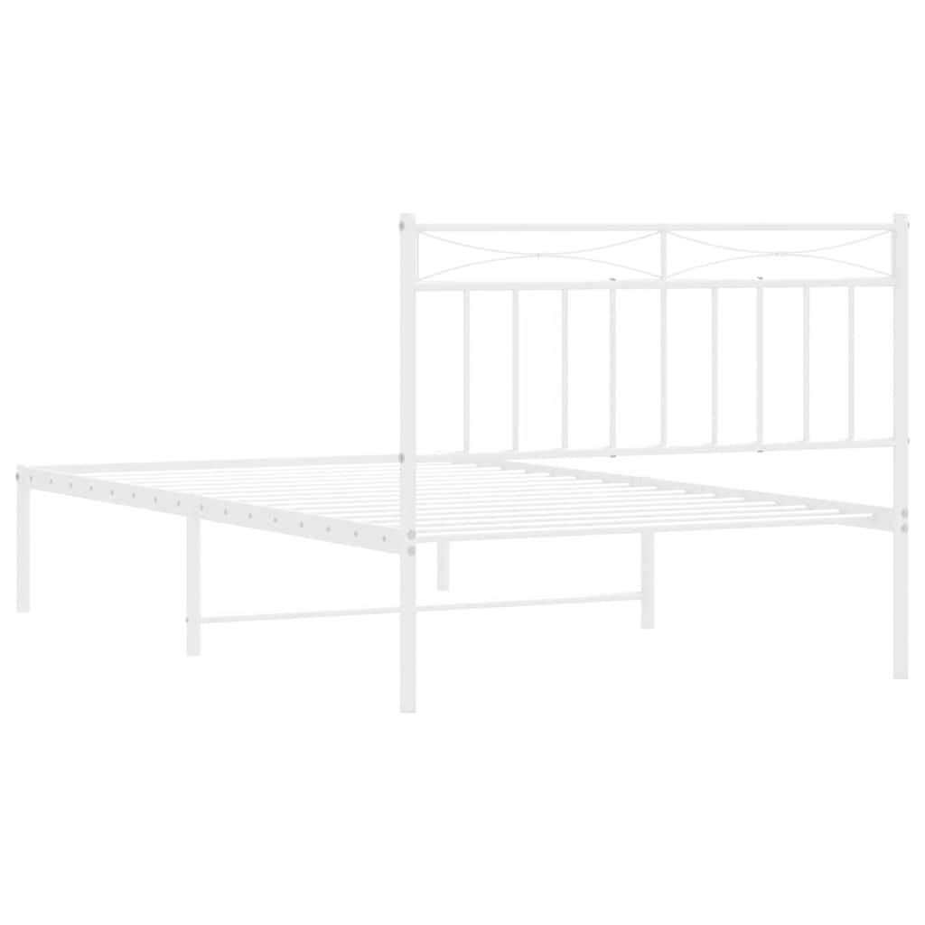 vidaXL Metal Bed Frame without Mattress with Headboard White 100x200cm