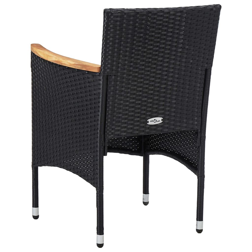 vidaXL Garden Dining Chairs 2 pcs Poly Rattan Black