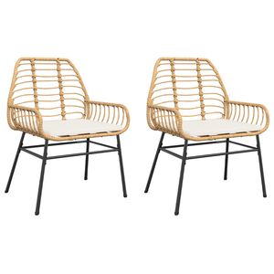 vidaXL Garden Chairs 2 pcs with Cushions Brown Poly Rattan