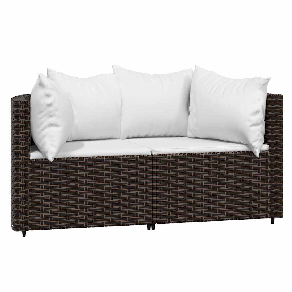 vidaXL 3 Piece Garden Lounge Set with Cushions Brown Poly Rattan