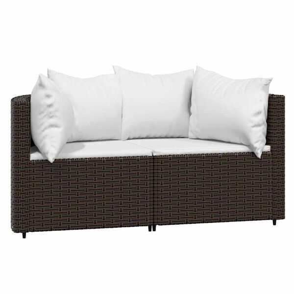 vidaXL 3 Piece Garden Lounge Set with Cushions Brown Poly Rattan