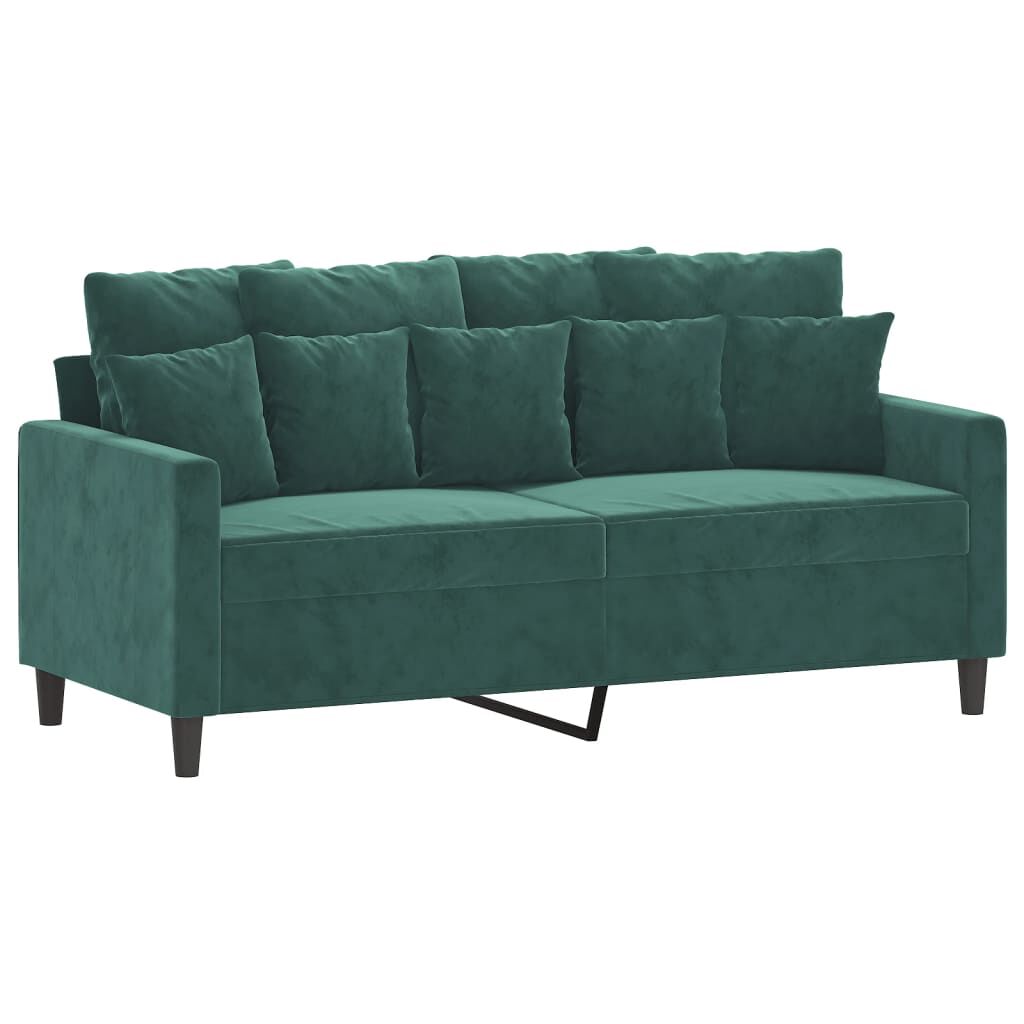 vidaXL 2 Piece Sofa Set with Cushions Dark Green Velvet
