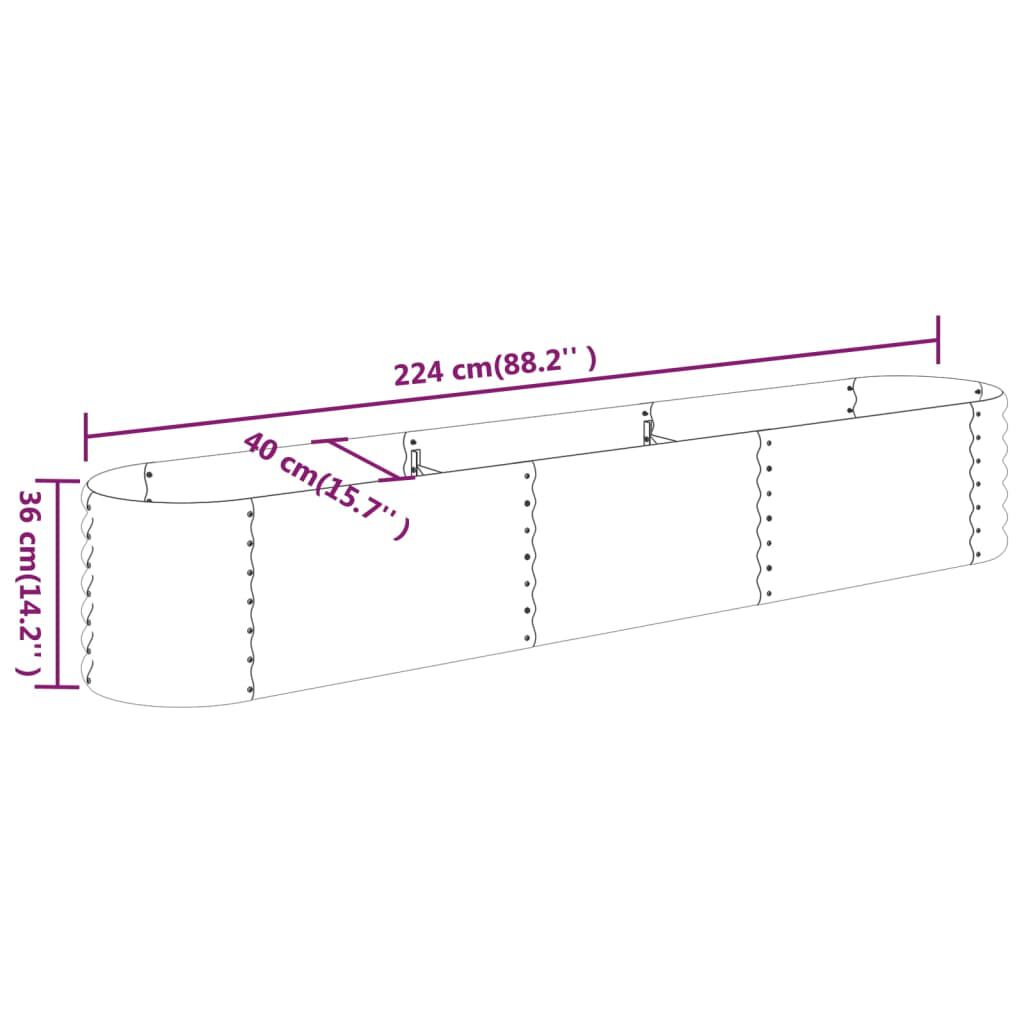vidaXL Garden Raised Bed Powder-coated Steel 224x40x36 cm Anthracite
