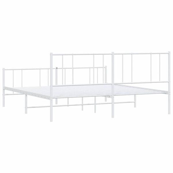 vidaXL Metal Bed Frame without Mattress with Footboard White 193x203cm