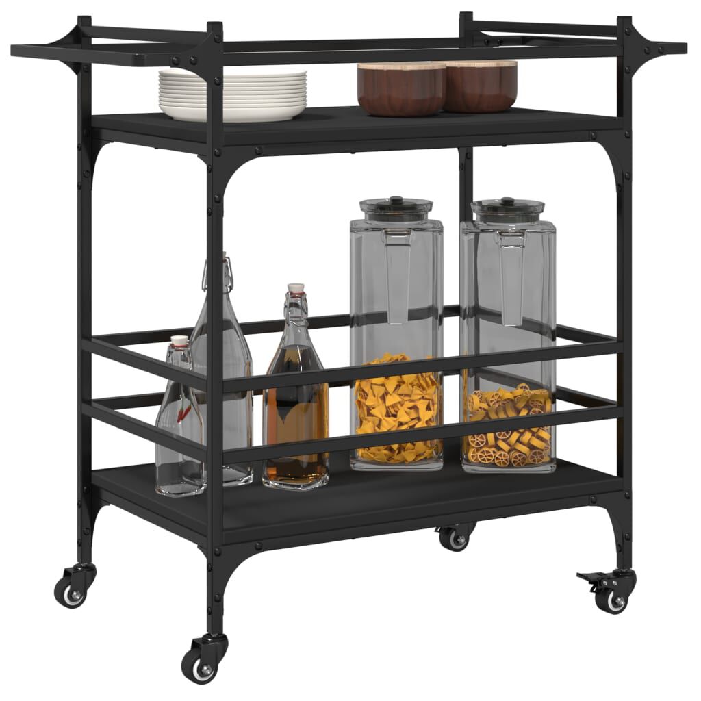 vidaXL Kitchen Trolley Black 82x40x78.5 cm Engineered Wood