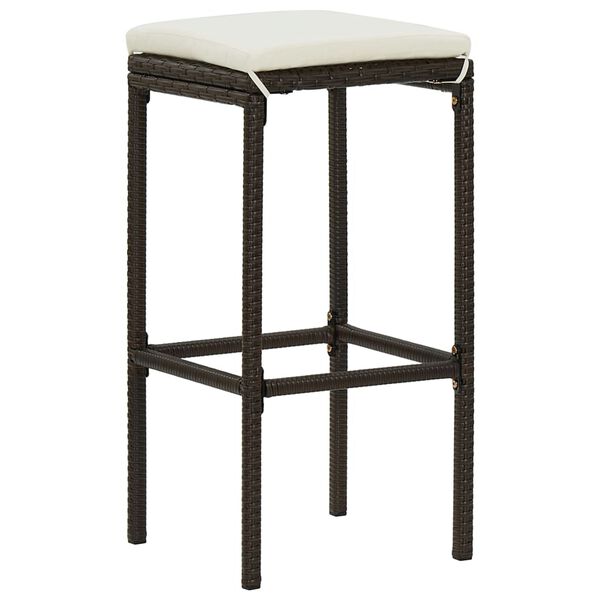 vidaXL 3 Piece Garden Bar Set with Cushions Poly Rattan Brown