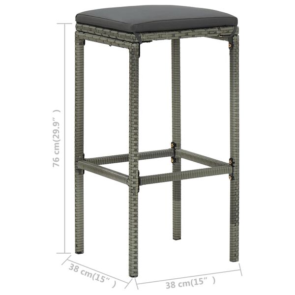 vidaXL 3 Piece Bar Set Poly Rattan Grey