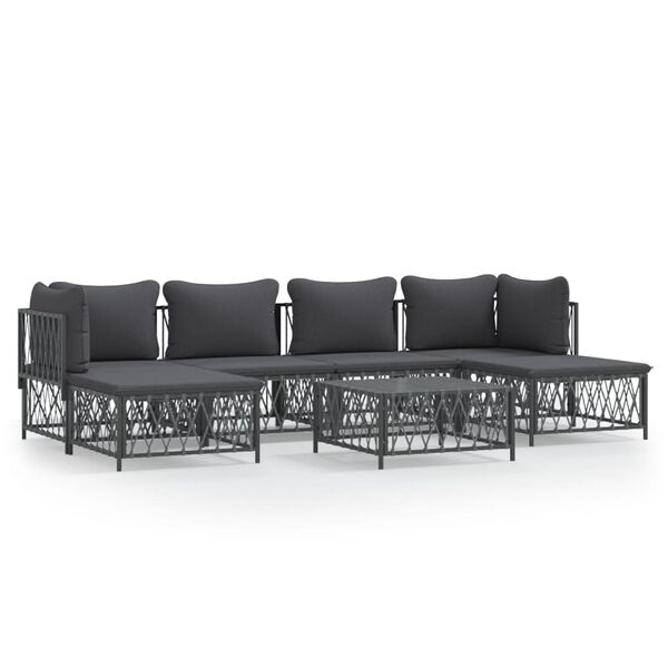 vidaXL 7 Piece Garden Lounge Set with Cushions Anthracite Steel