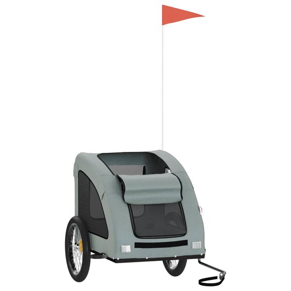 vidaXL Pet Bike Trailer Grey Oxford Fabric and Iron