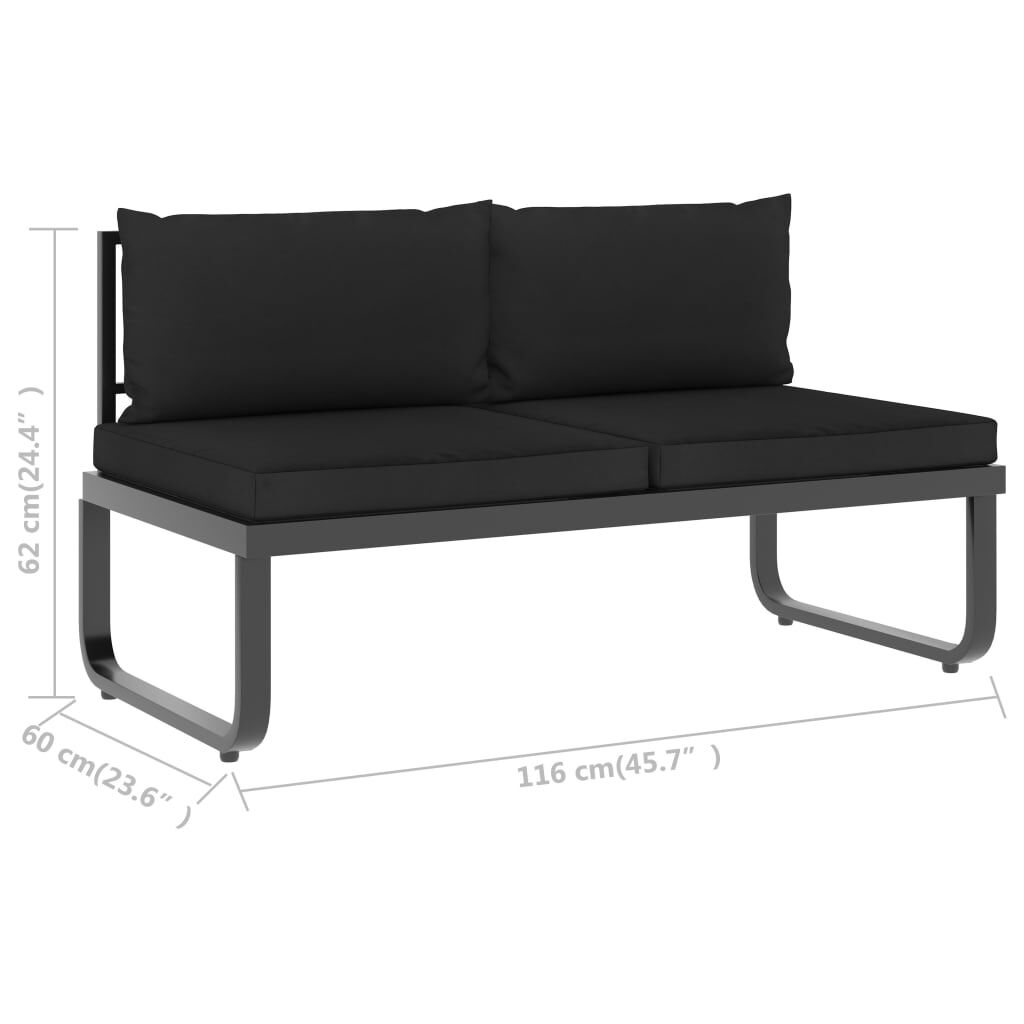 vidaXL 5 Piece Garden Corner Sofa Set with Cushions Aluminium and WPC