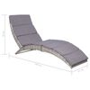 vidaXL Folding Sun Lounger with Cushion Poly Rattan Grey