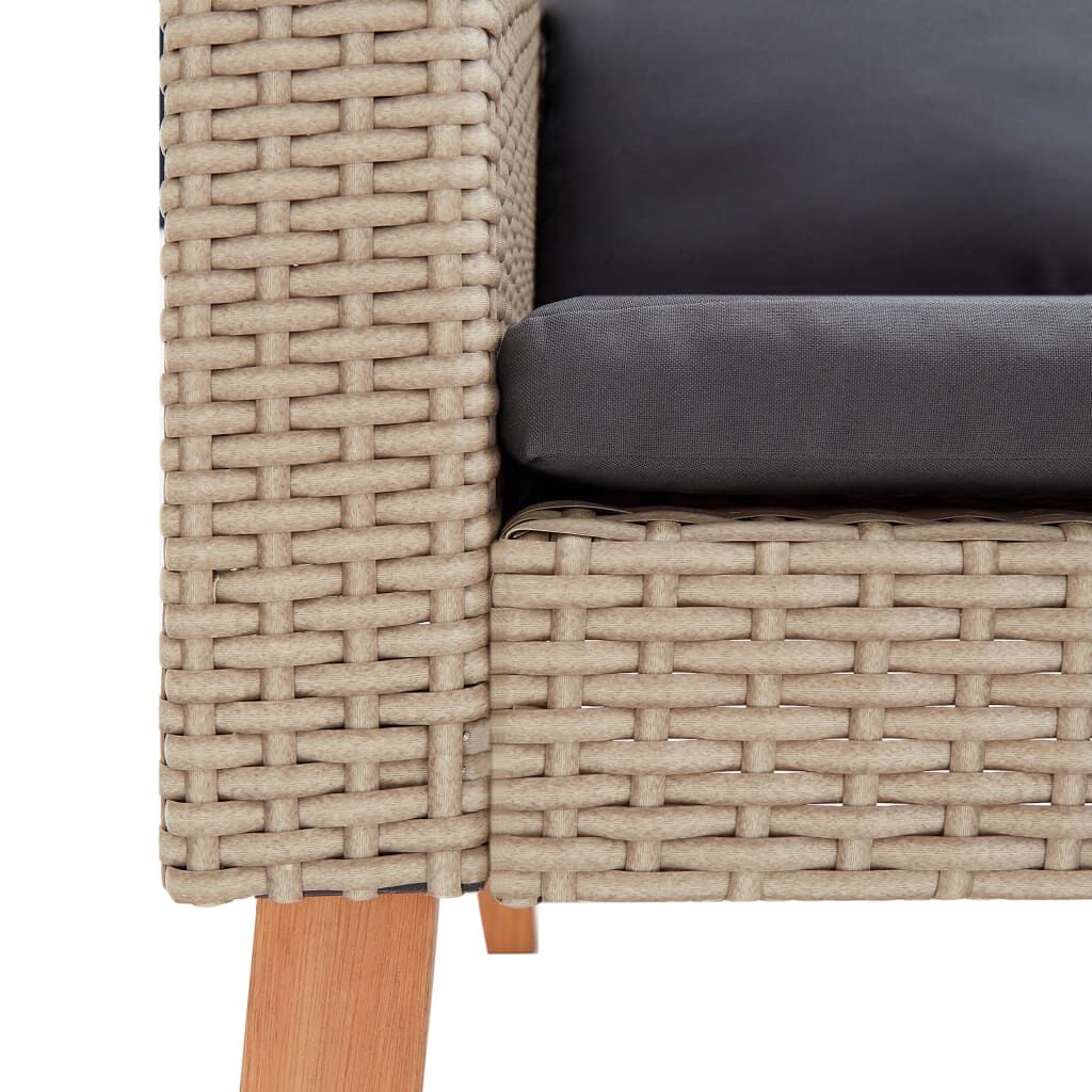 vidaXL 4 Piece Garden Lounge Set with Cushions Poly Rattan Beige