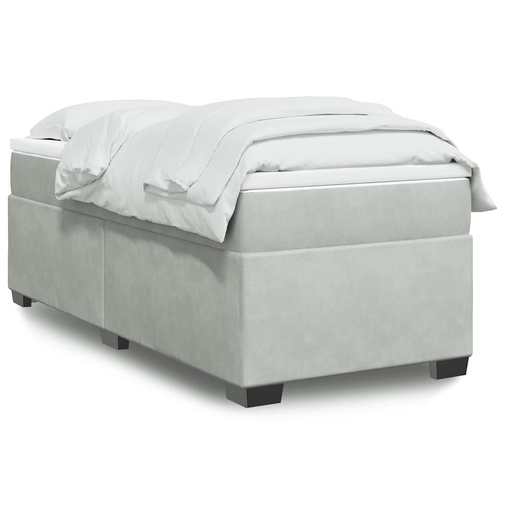 vidaXL Box Spring Bed with Mattress Light Grey Twin Velvet