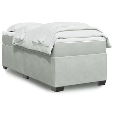 vidaXL Box Spring Bed with Mattress Light Grey Twin Velvet