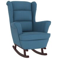 vidaXL Rocking Chair with Solid Wood Rubber Legs Blue Velvet