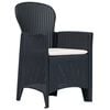 vidaXL Garden Chairs 2 pcs with Cushion Anthracite Plastic Rattan Look