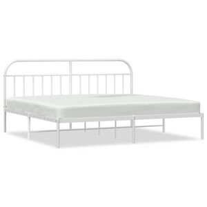 vidaXL Metal Bed Frame without Mattress with Headboard White 193x203cm