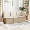 vidaXL Garden Sofa Corner with Cushions Beige Poly Rattan