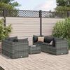 vidaXL 6 Piece Garden Lounge Set with Cushions Grey Poly Rattan