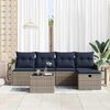 vidaXL Garden Sofa Set with Cushion 6 pcs Grey and Navy Poly Rattan