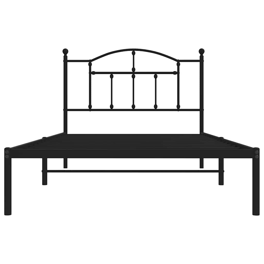 vidaXL Metal Bed Frame without Mattress with Headboard Black 100x200cm