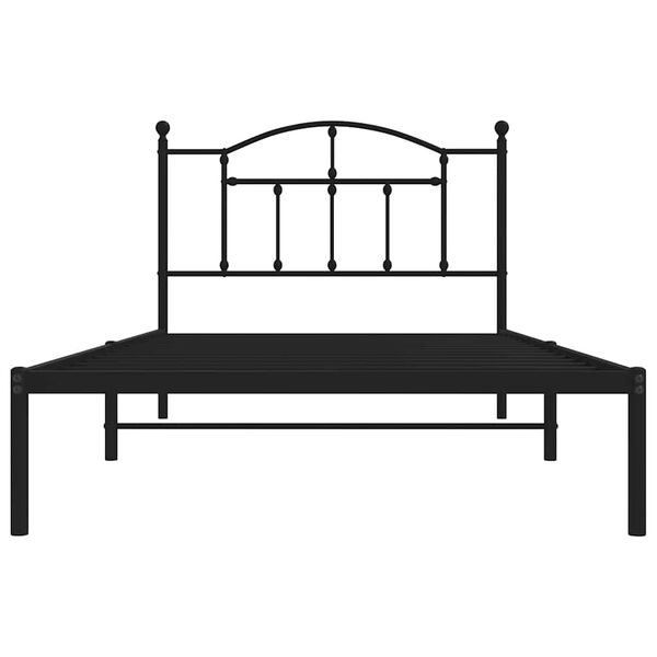vidaXL Metal Bed Frame without Mattress with Headboard Black 100x200cm