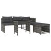 vidaXL 4 Piece Garden Dining Set with Cushions Grey Poly Rattan