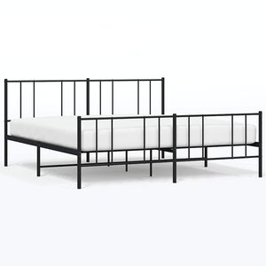 vidaXL Metal Bed Frame without Mattress with Footboard Black 183x213cm
