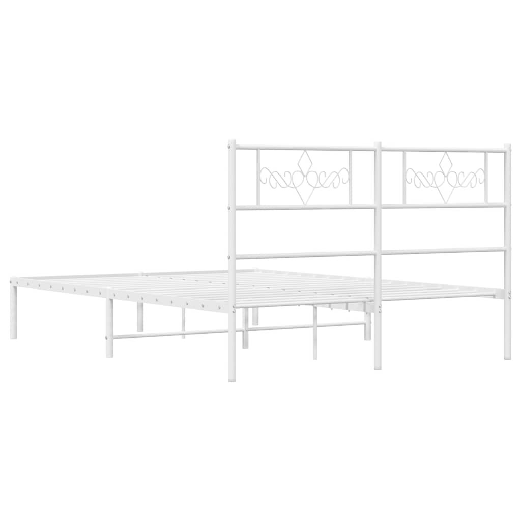 vidaXL Metal Bed Frame without Mattress with Headboard White 135x190cm