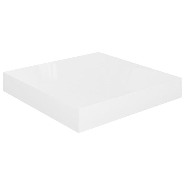 vidaXL Floating Wall Shelves 2 pcs High Gloss White 23x23.5x3.8 cm MDF