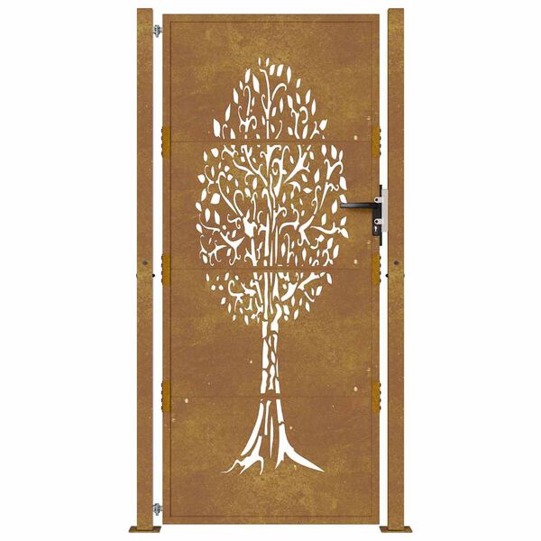 vidaXL Garden Gate 105x205 cm Corten Steel Tree Design