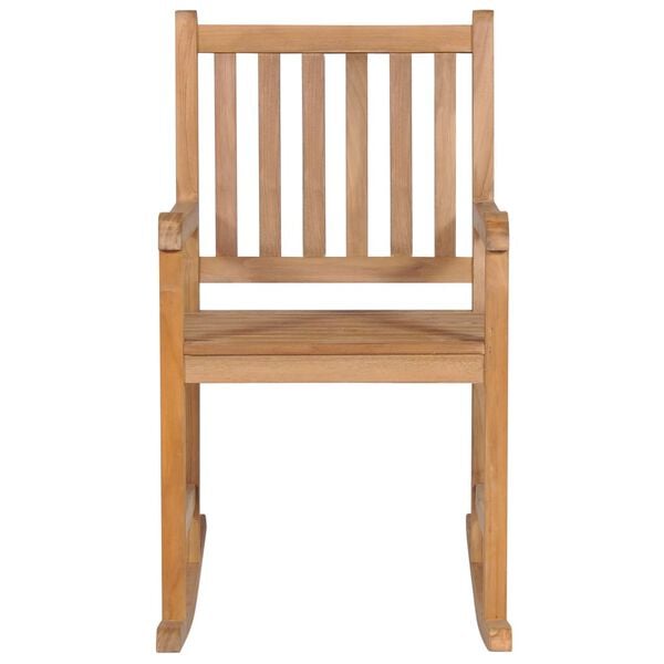 vidaXL Rocking Chair with Light Blue Cushion Solid Teak Wood